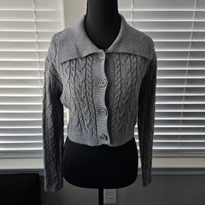 Gray Cropped Cardigan